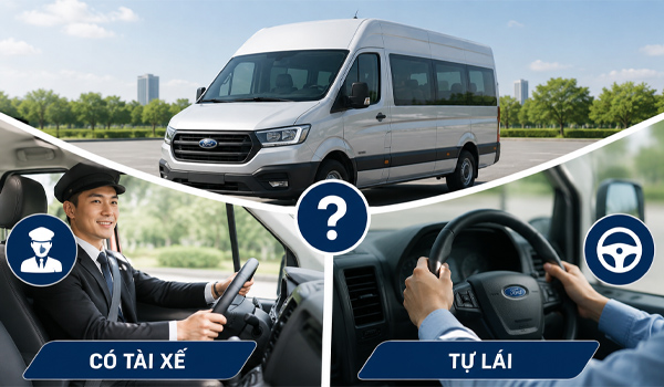 Thuê xe Ford Transit 18 chỗ có tài xế cao hơn tự lái
