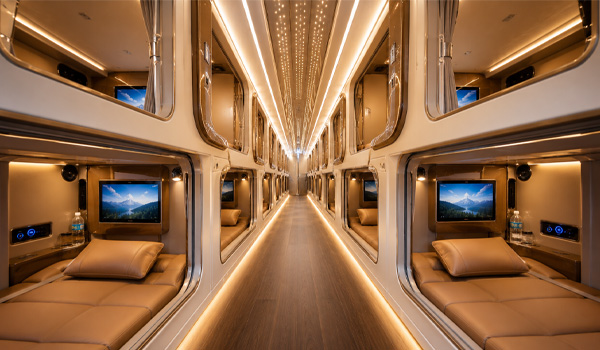Tổng thể không gian xe giường nằm 34 phòng VIP mang đến cảm giác đẳng cấp