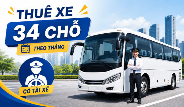 Cho thuê xe 34 chỗ theo tháng dài hạn có tài xế tại TPHCM